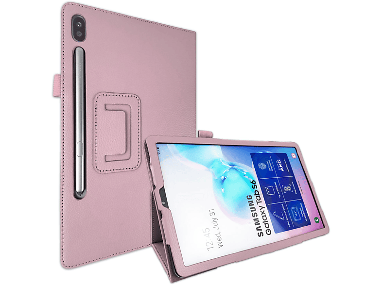 LOBWERK Hülle Schutzhülle Bookcover für Samsung Galaxy Tab S6 SM-T860 10.5 Zoll Kunstleder, Rosa