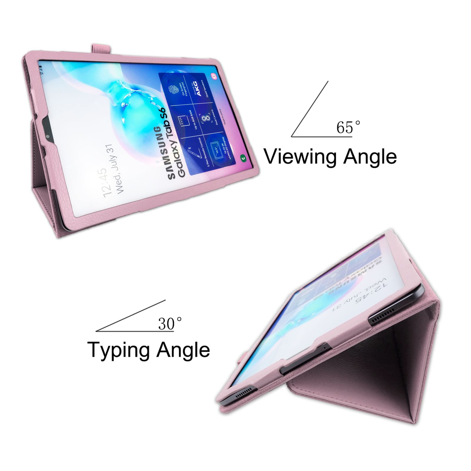 LOBWERK Hülle Schutzhülle für Bookcover Samsung Zoll S6 Rosa 10.5 Galaxy SM-T860 Tab Kunstleder