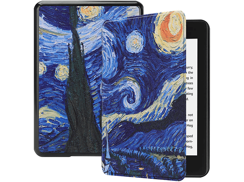 LOBWERK Hülle Schutzhülle Bookcover für Amazon Kindle Paperwhite 10. Generation 2018 6 Zoll Kunstleder, Mehrfarbig
