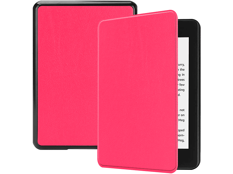 LOBWERK Hülle Schutzhülle Bookcover für Amazon Kindle Paperwhite 10. Generation 2018 6 Zoll Kunstleder, Pink