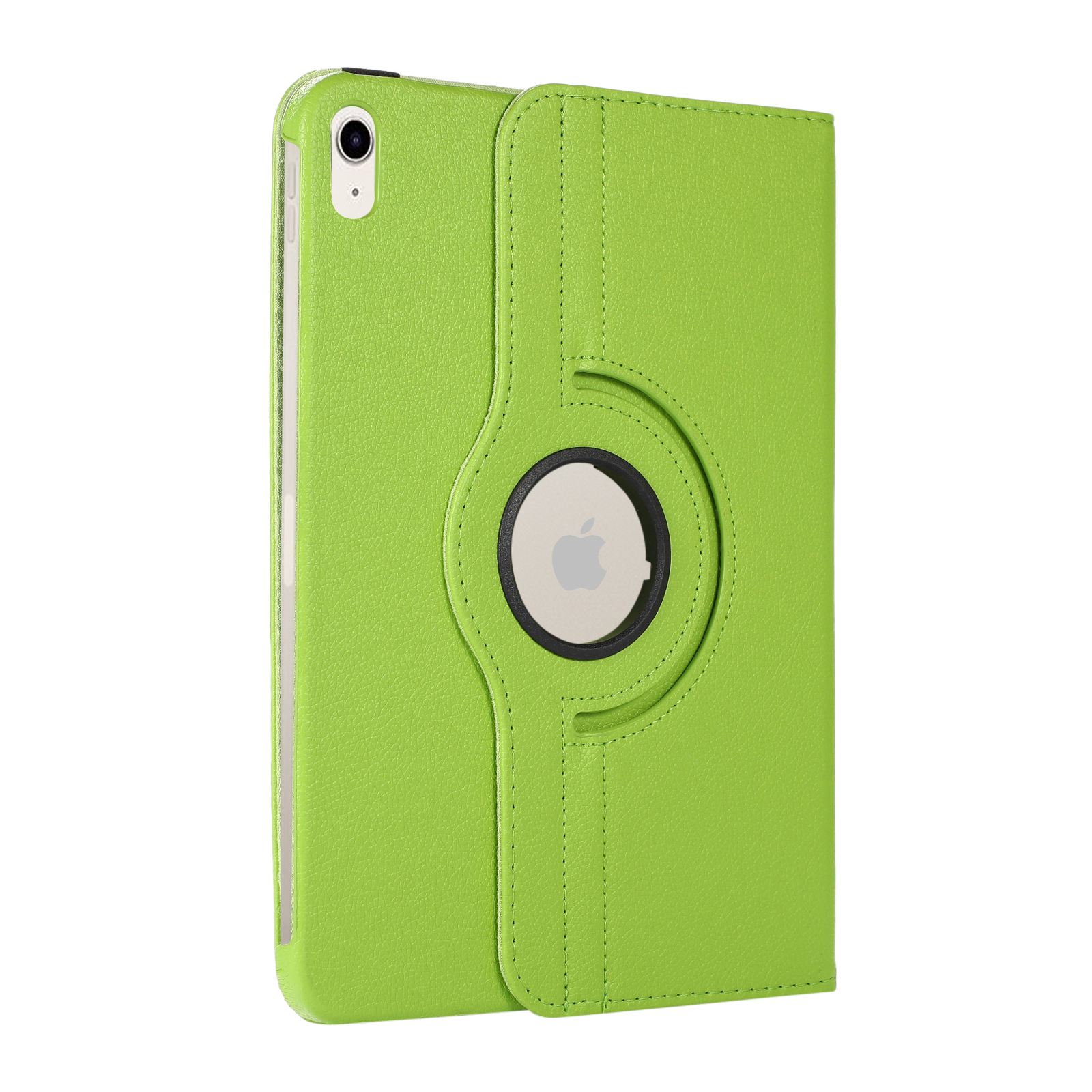 Grüne Tablethülle. Das Tablet befindet sich in einer drehbaren Hülle.