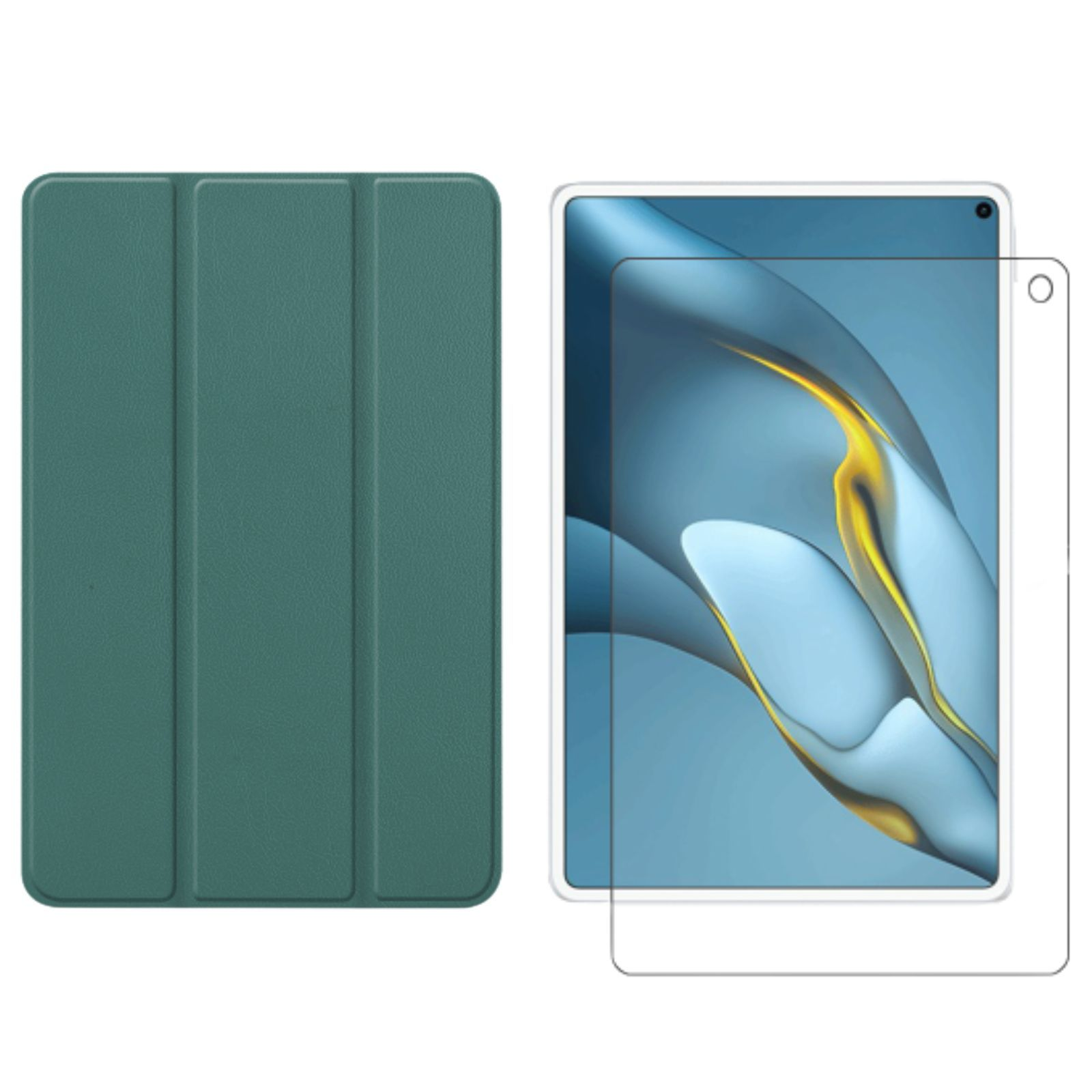 Huawei MatePad Case MRR-W29 Set + Grün Schutzglas) Bookcover für Zoll Pro 10.8 Kunstleder, 2021 2in1 (Schutzhülle LOBWERK