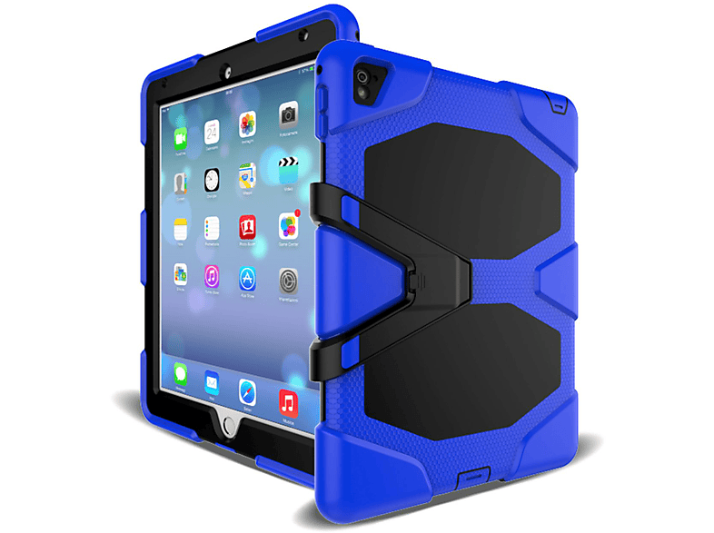 LOBWERK 3in1 Outdoor Schutzhülle Case Bookcover für Apple iPad Pro 2017 10.5 Zoll Kunststoff, Blau
