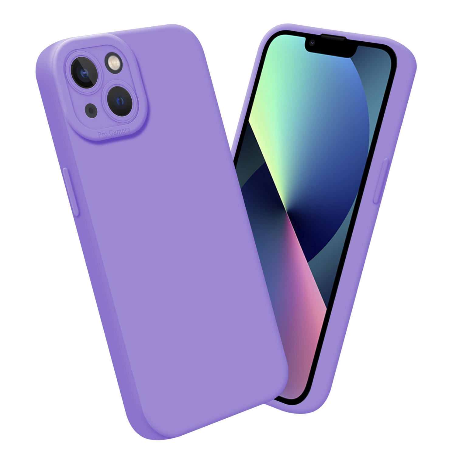 Custodia per telefono viola e un'altra, con schermo del telefono visibile.