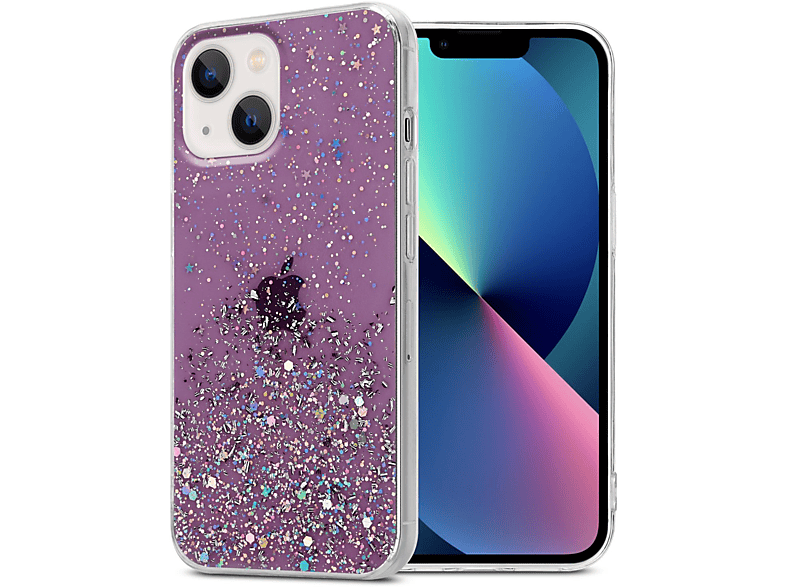 CADORABO Schutzhülle 14 funkelnden PLUS, Glitter Lila iPhone Backcover, mit Glitter, mit Apple
