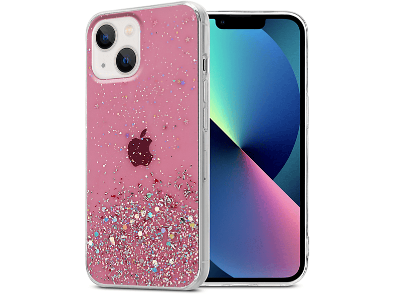 CADORABO Schutzhülle mit funkelnden Glitter, Glitter Rosa iPhone Backcover, mit Apple, PLUS, 14