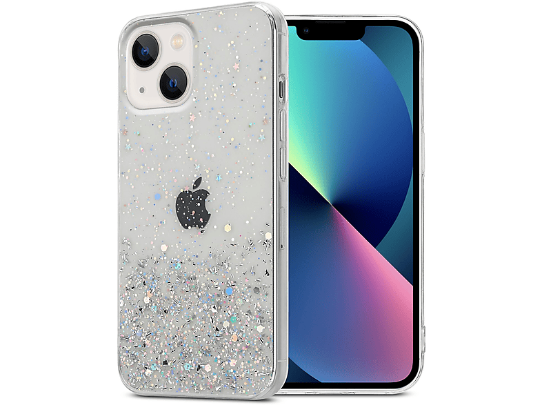 CADORABO Schutzhülle iPhone Glitter, Transparent Apple, funkelnden mit 14, Backcover, mit Glitter