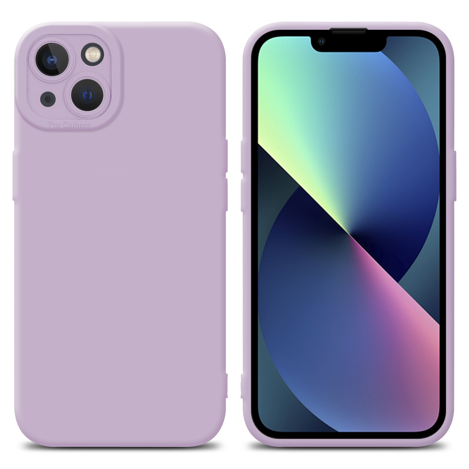 Due custodie per telefono lilla chiaro con un telefono all'interno. La custodia è di colore pieno.
