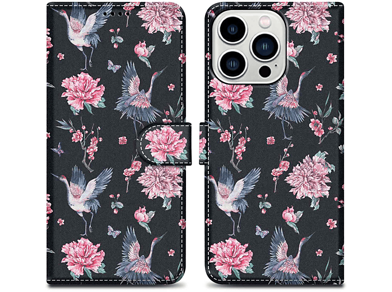 PRO 14 MAX, Print Apple, 9 No. Book Bookcover, Design, im Blumen iPhone Kranich CADORABO & Hülle