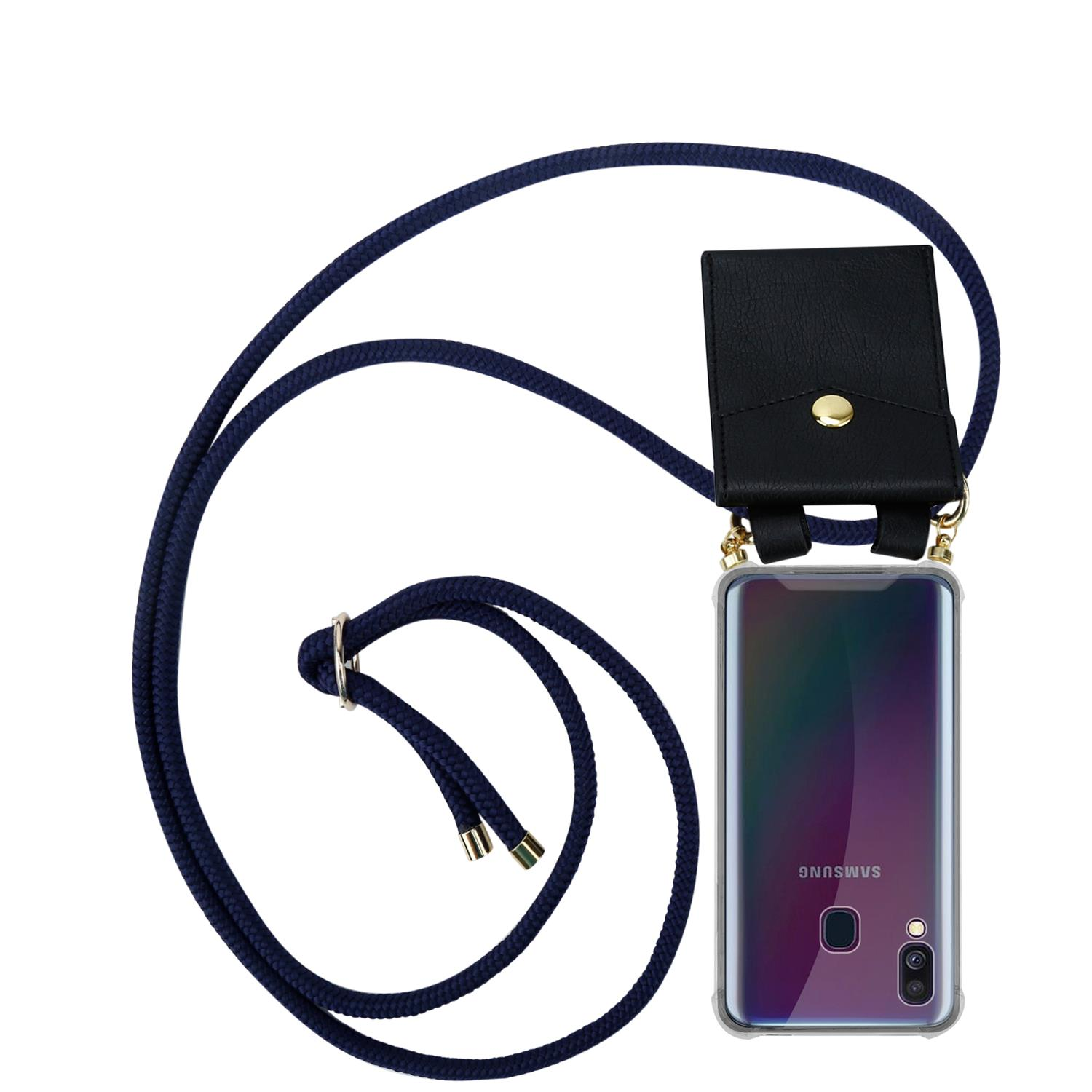 Handy und Backcover, Ringen, A40, Kordel Samsung, Kette Hülle, abnehmbarer Band mit Galaxy TIEF CADORABO Gold BLAU