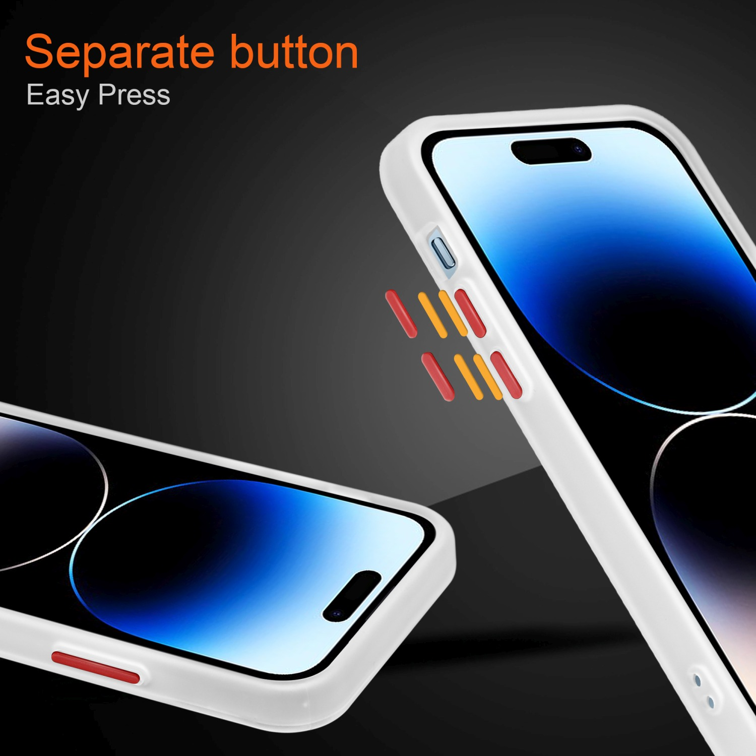 CADORABO Hülle Hybrid iPhone Innenseite und mit Apple, Rückseite, PRO, Transparent Rote Silikon Kunststoff - Backcover, Matt Schutzhülle matter 14 Tasten TPU