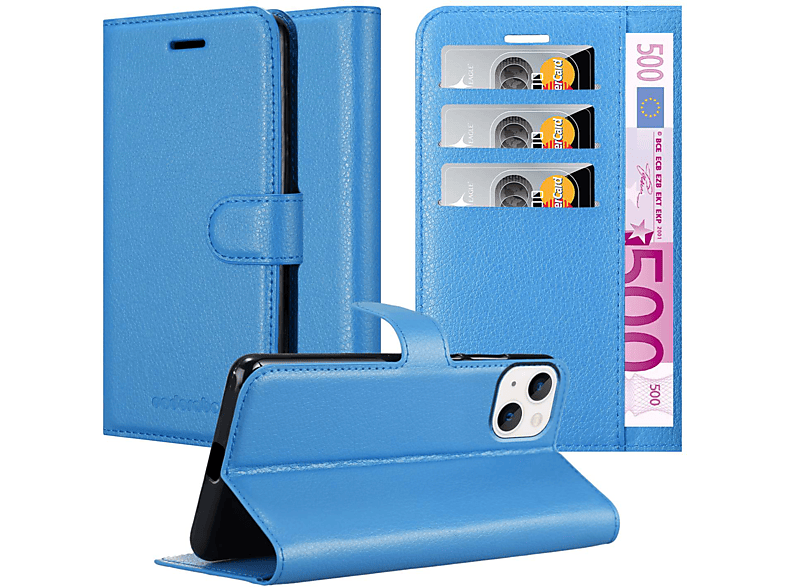 CADORABO Book Standfunktion, Apple, BLAU 14, iPhone Hülle PASTELL Bookcover