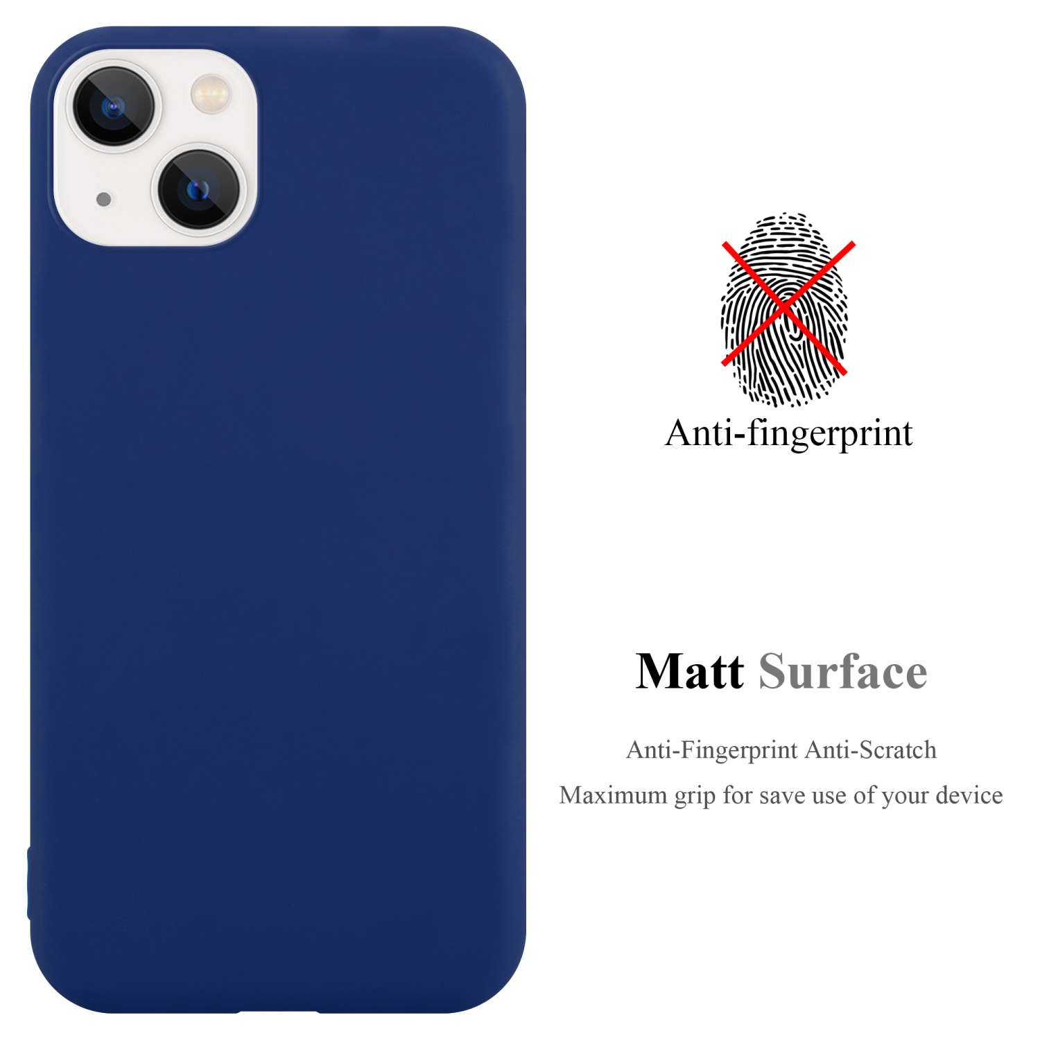 Apple, iPhone im CANDY Style, BLAU Backcover, 14, Candy TPU CADORABO Hülle DUNKEL