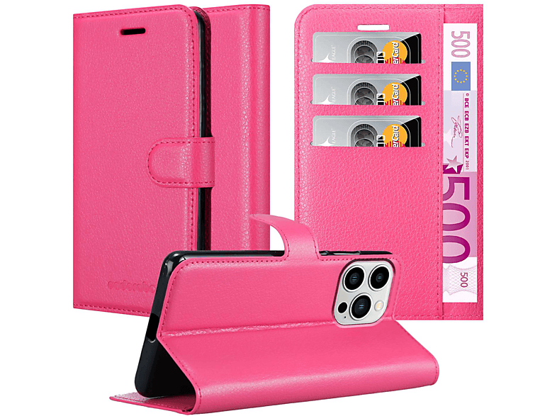 CADORABO Book PRO, Bookcover, 14 Apple, iPhone Standfunktion, Hülle PINK CHERRY