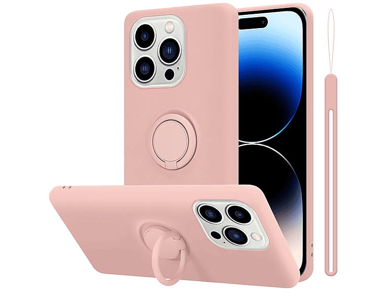 CADORABO Hülle im Liquid Ring Silicone Case Style, Backcover, Apple, iPhone 14 PRO, LIQUID PINK
