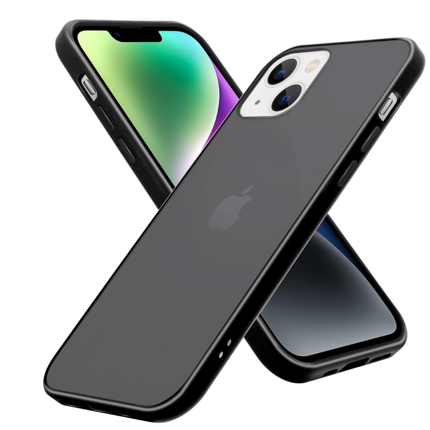 Rückseite, und Hybrid mit Matt TPU Kunststoff 14 Hülle iPhone Schwarz Schutzhülle Backcover, Innenseite CADORABO PLUS, Apple, Silikon matter