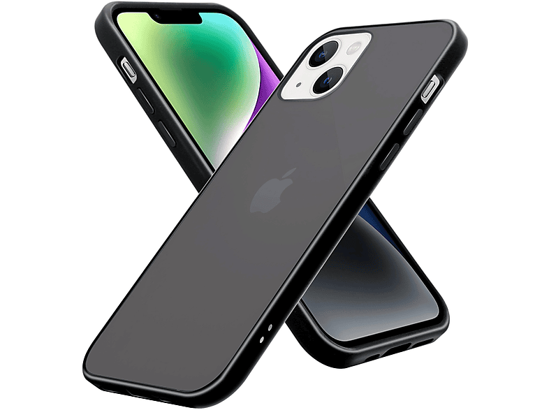 Rückseite, 14, Schutzhülle iPhone CADORABO TPU Hülle Hybrid und Innenseite Matt Silikon mit Kunststoff Apple, Backcover, Schwarz matter