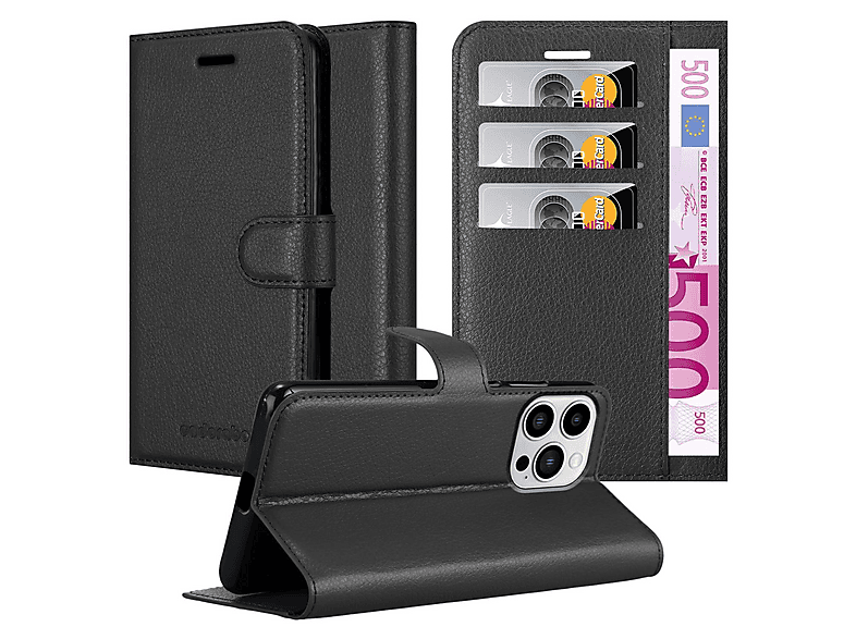 CEKA TECH Cover Portafoglio Per IPhone 15 Pro Max Con Chiusura Magnetica E Slot Per Carte - Pelle PU Nero - 4