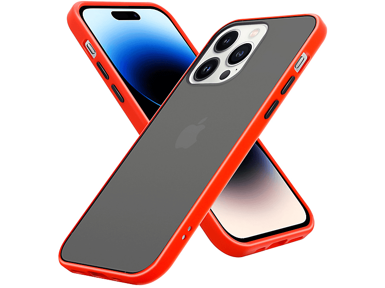 Hülle Kunststoff Tasten MAX, Apple, Matt 14 TPU und PRO CADORABO mit - Hybrid Backcover, Rückseite, matter Schutzhülle Rot Schwarze Innenseite iPhone Silikon