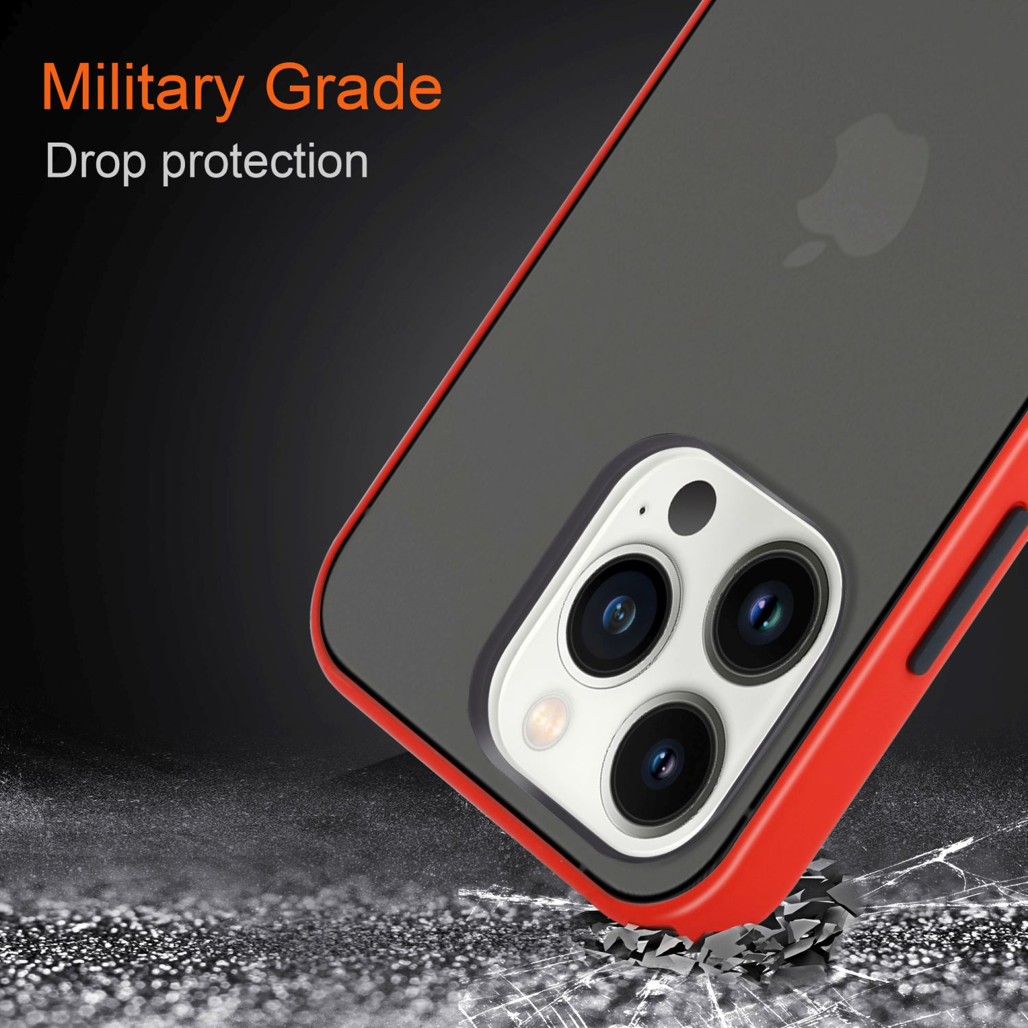 Hülle Kunststoff Tasten MAX, Apple, Matt 14 TPU und PRO CADORABO mit - Hybrid Backcover, Rückseite, matter Schutzhülle Rot Schwarze Innenseite iPhone Silikon