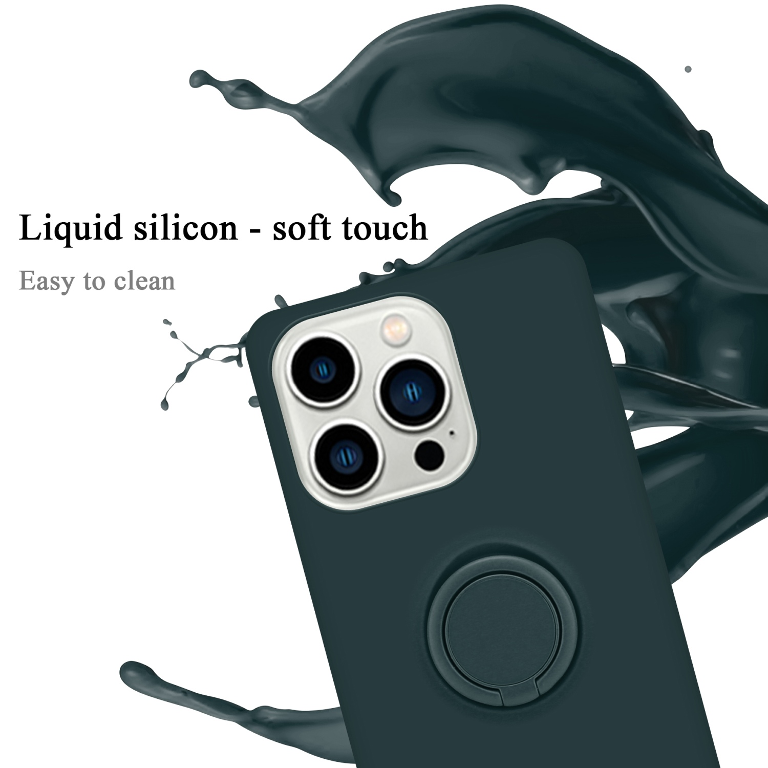 CADORABO Hülle im Liquid Ring Case LIQUID Silicone Apple, Style, MAX, PRO iPhone Backcover, 14 GRÜN