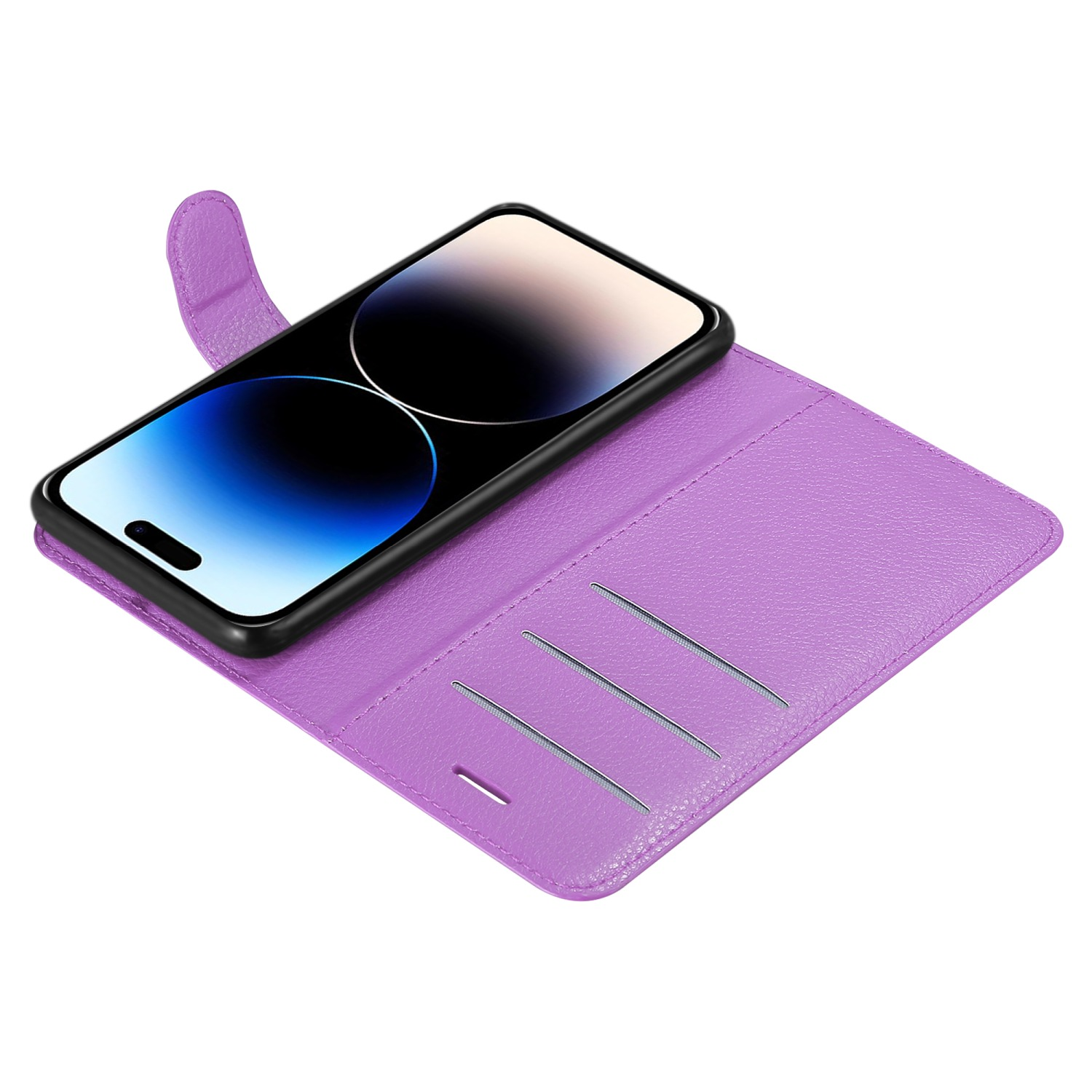 14 iPhone VIOLETT CADORABO PRO, Book Standfunktion, Apple, Hülle Bookcover, MANGAN