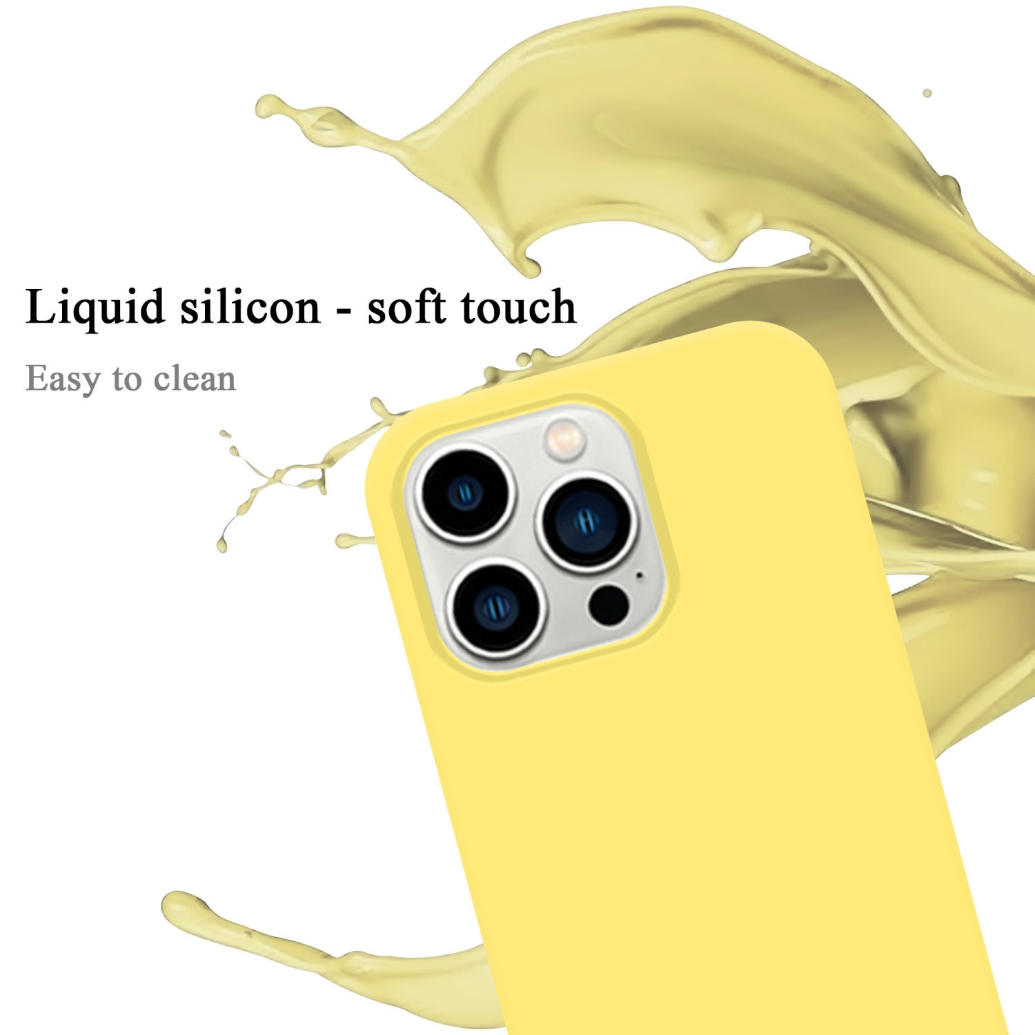 CADORABO Hülle im Liquid Silicone iPhone 14 PRO, LIQUID GELB Apple, Backcover, Style, Case