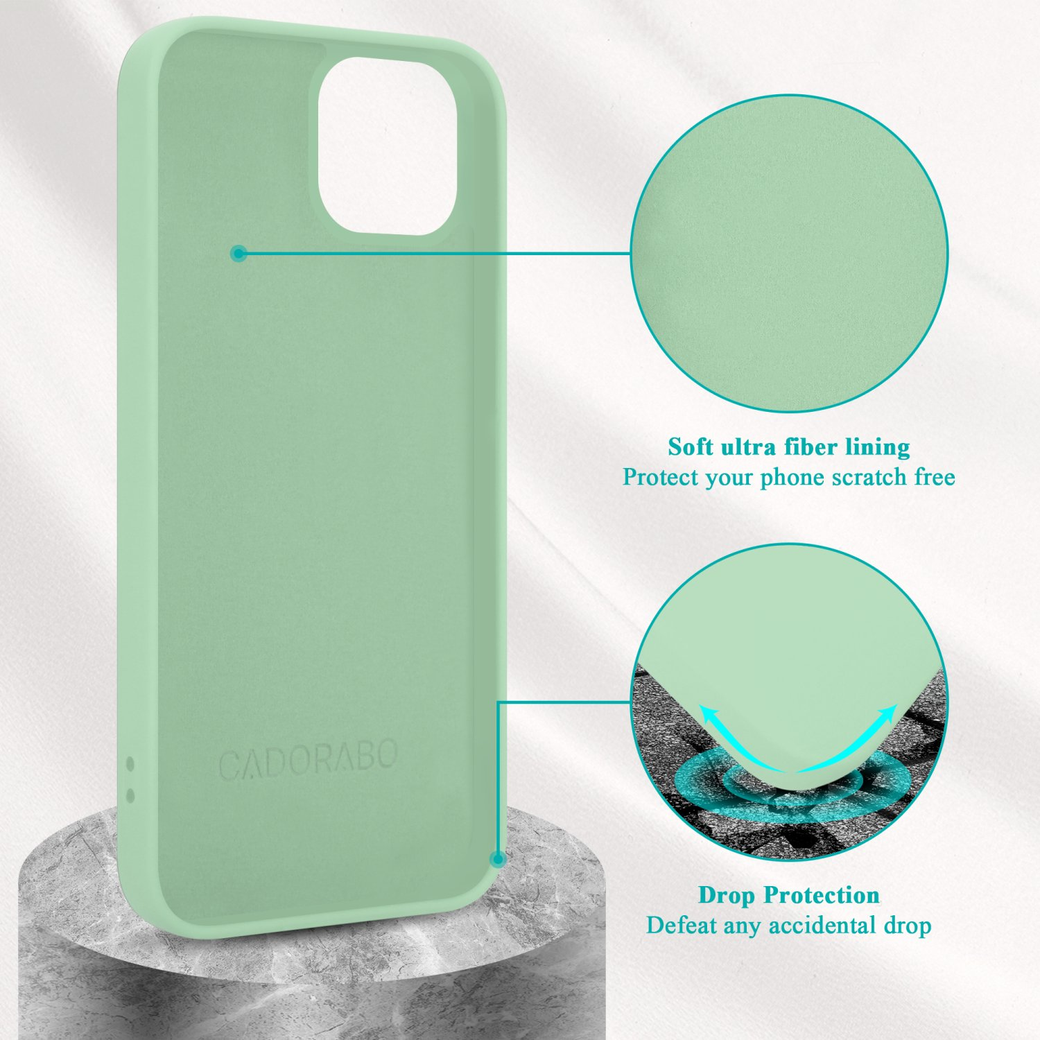 Hülle GRÜN iPhone Style, Apple, 14 im LIQUID Backcover, CADORABO Silicone Liquid Case HELL PLUS,