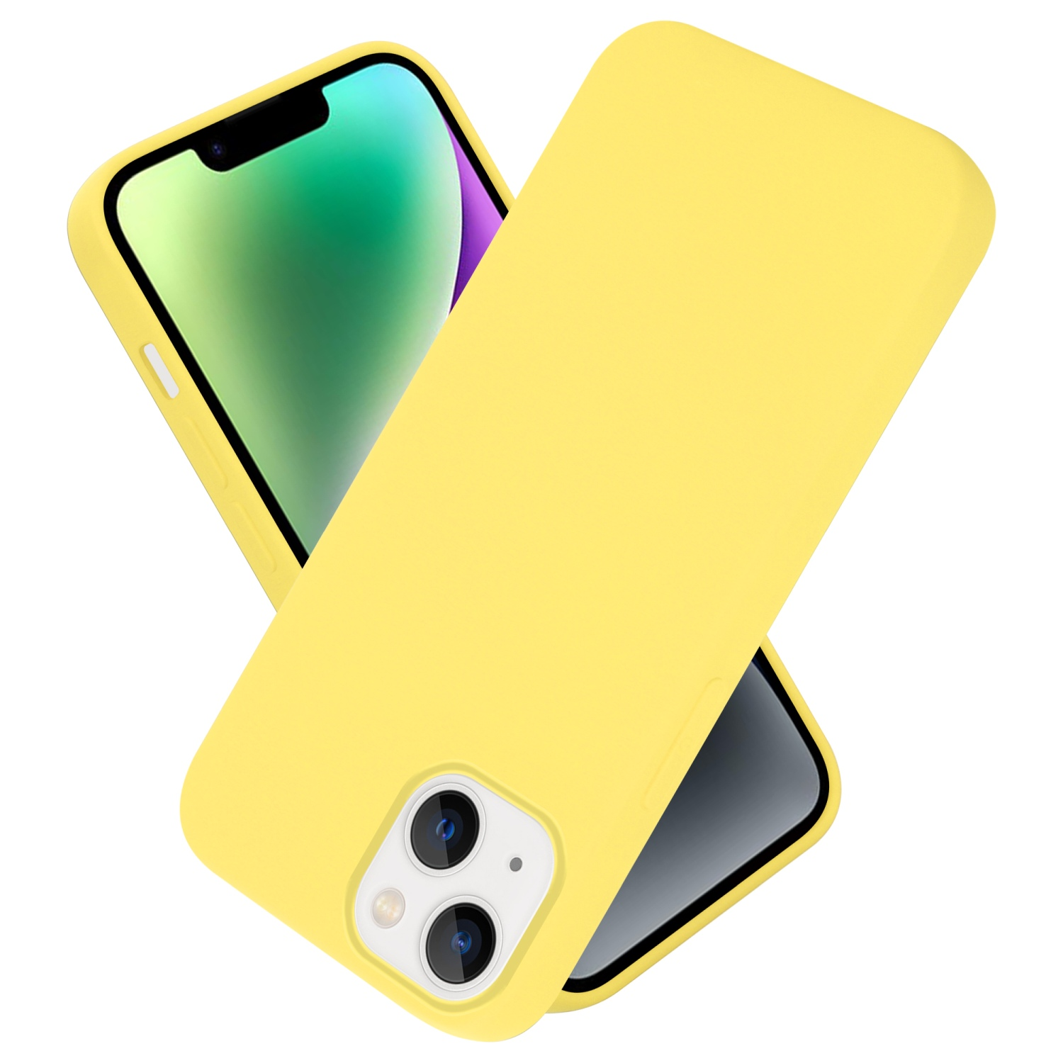iPhone Silicone Apple, CADORABO Backcover, im PLUS, Style, 14 GELB Liquid LIQUID Hülle Case
