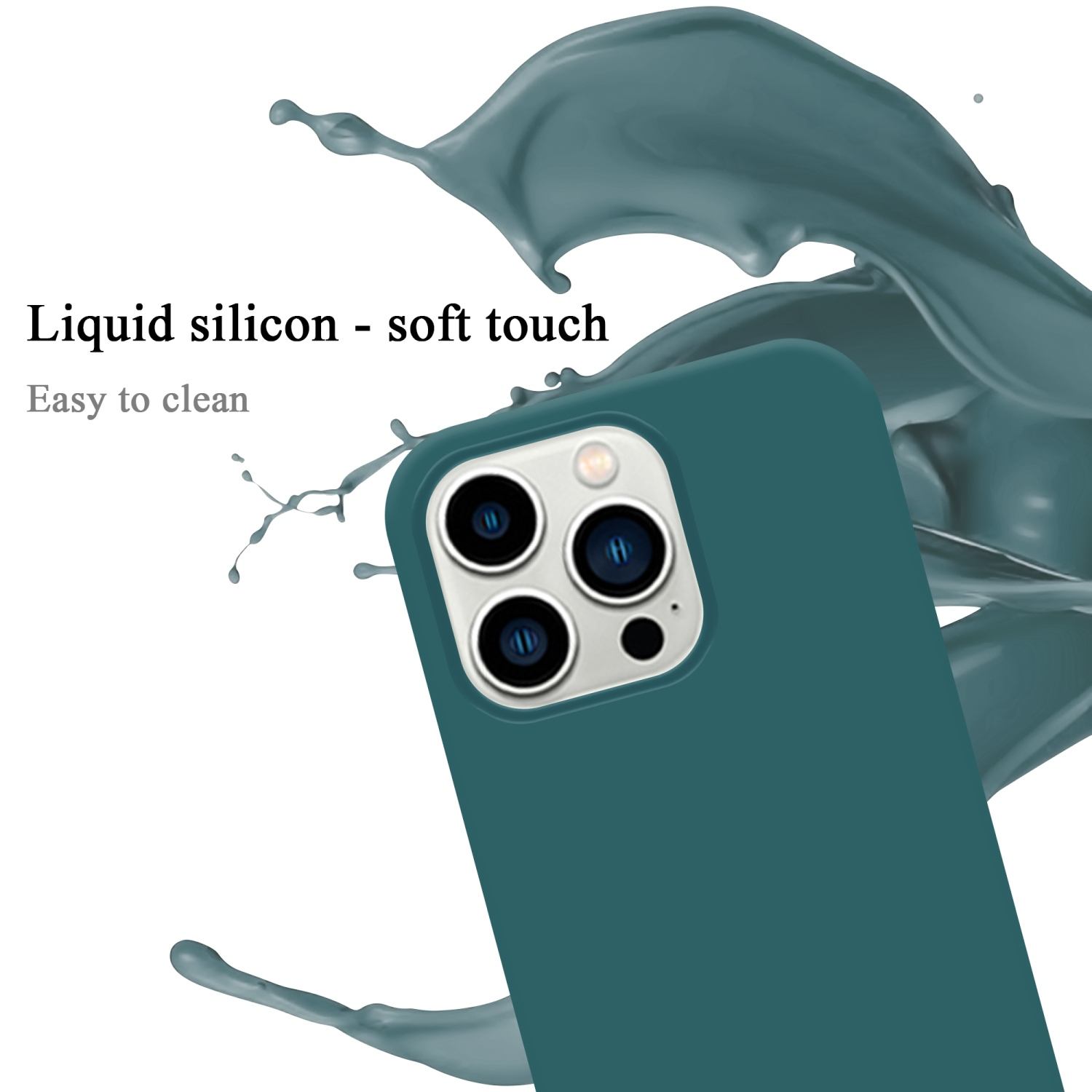 14 im Hülle CADORABO Silicone MAX, Case PRO iPhone Liquid Style, GRÜN LIQUID Backcover, Apple,