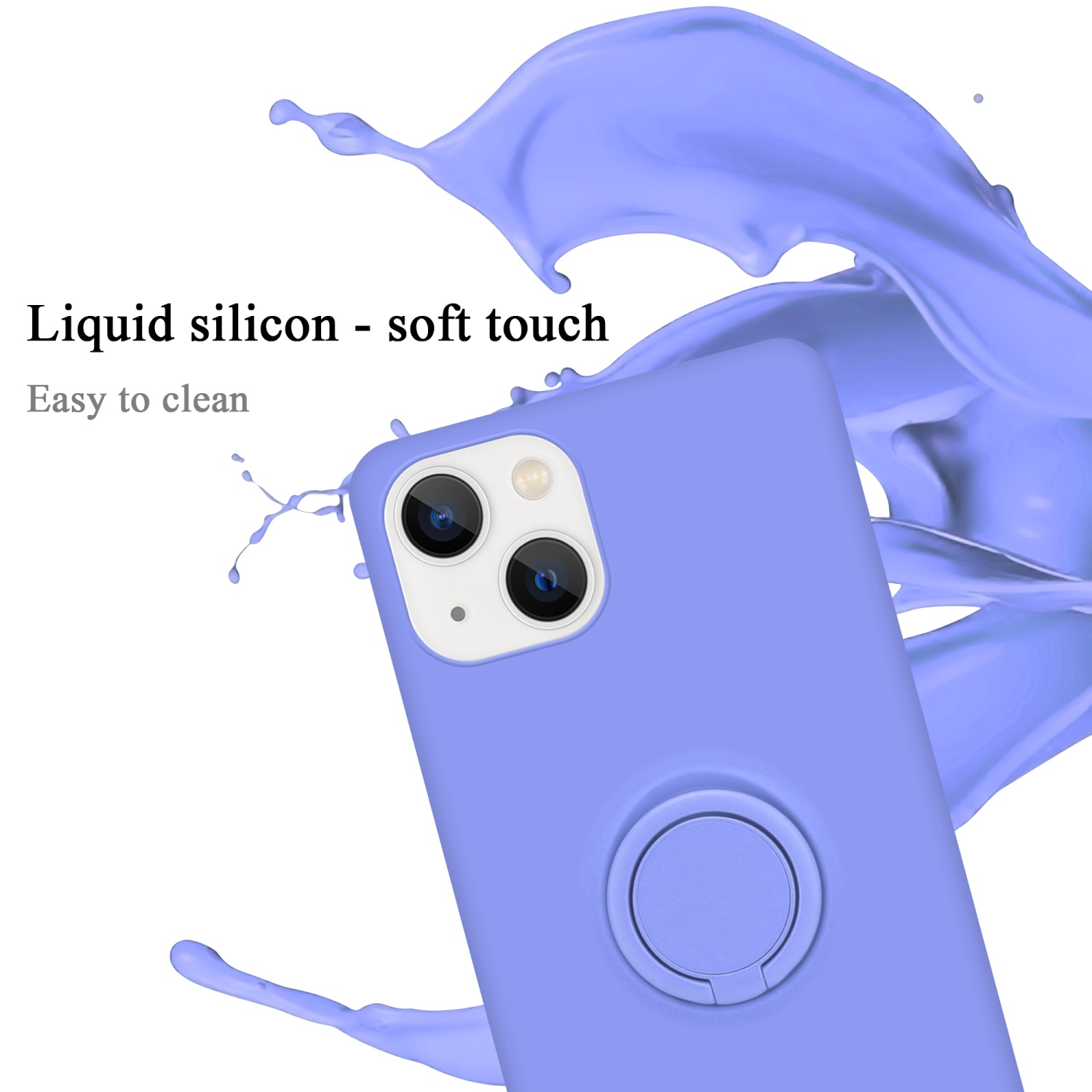 Handyhülle mit Flüssigkeitsspritzer, Telefon mit Ringhalter.
