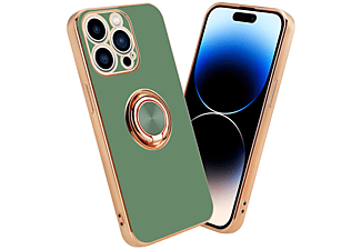 CADORABO TPU Silikon Hülle mit Kameraschutz und Ring, Sleeve, Apple, iPhone 14 PRO, Grün