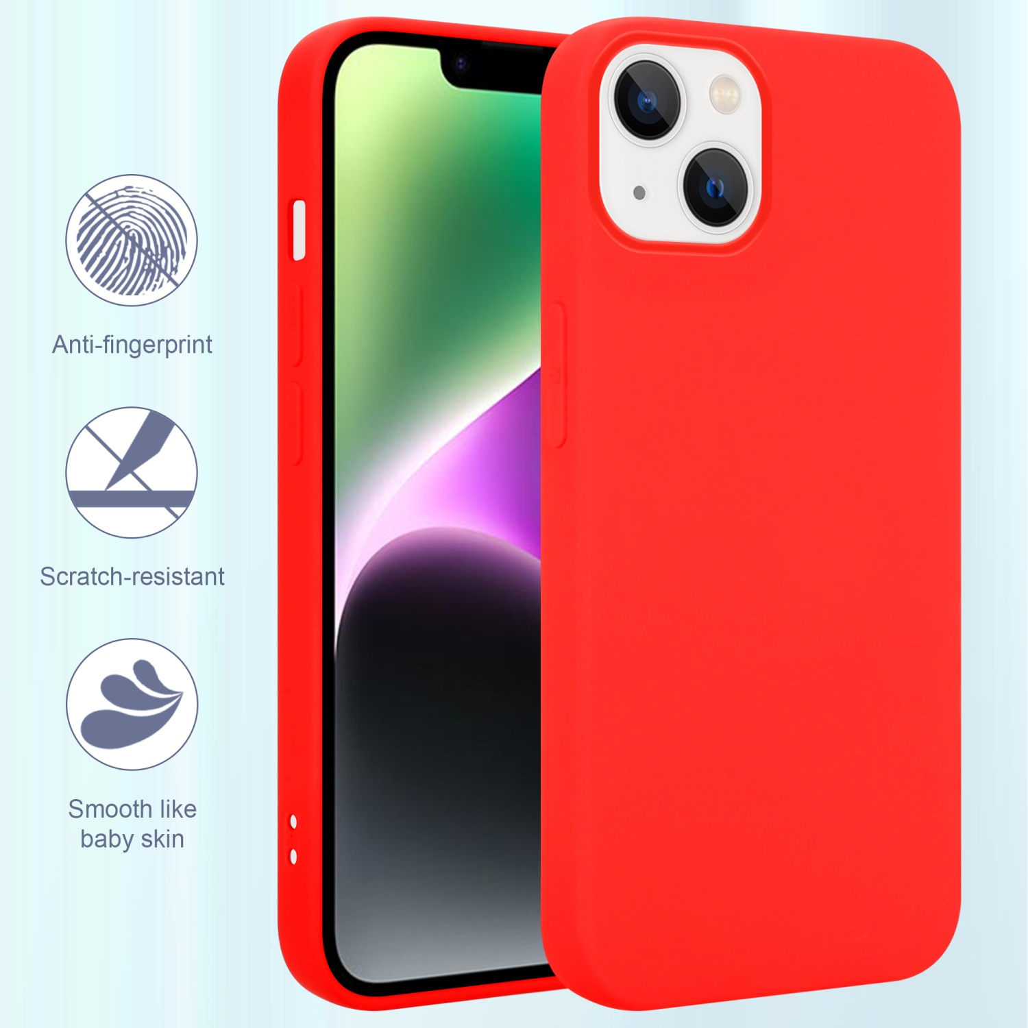 LIQUID Silicone Case im Apple, Backcover, ROT Hülle Style, 14, Liquid CADORABO iPhone