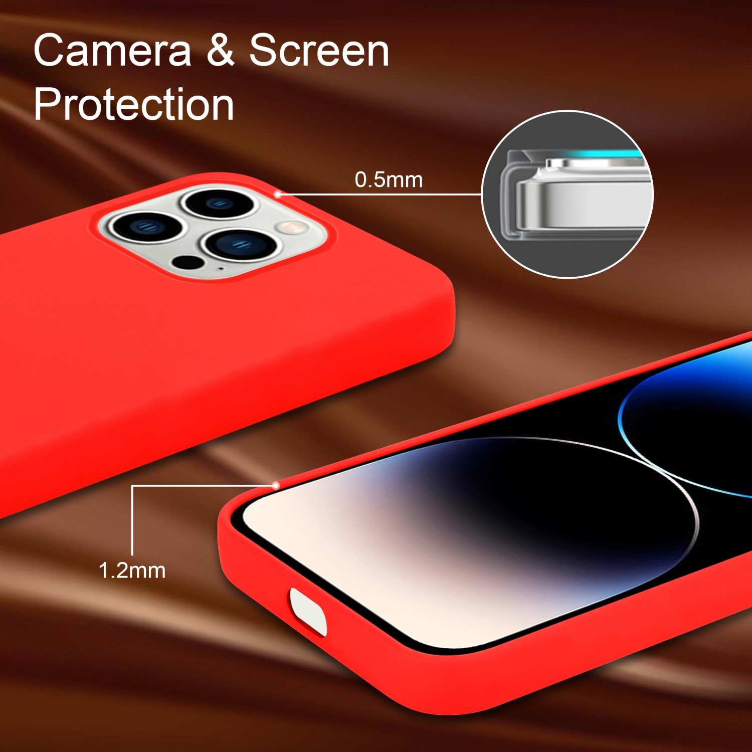 CADORABO Hülle Backcover, Apple, Style, MAX, 14 ROT Liquid Silicone Case iPhone PRO im LIQUID