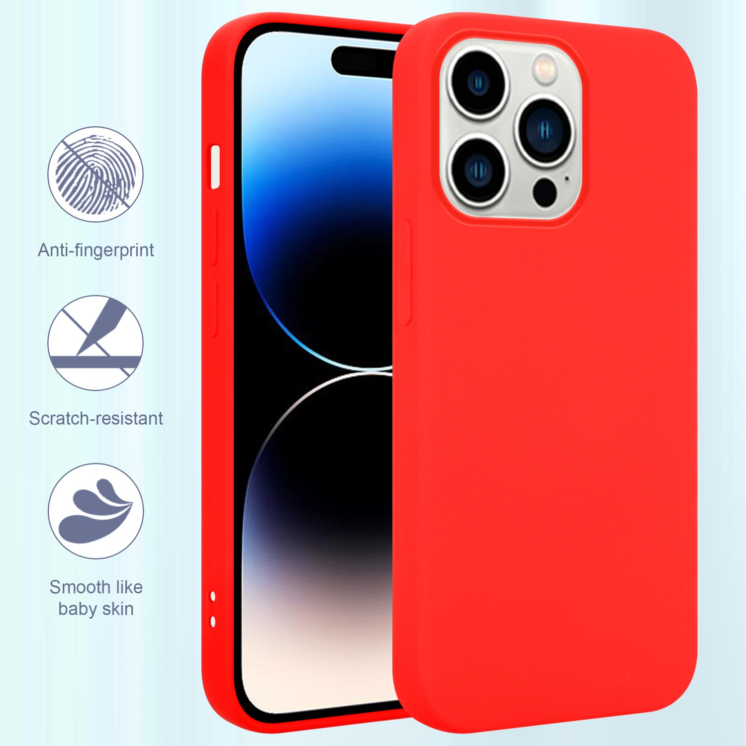 CADORABO Hülle Backcover, Apple, Style, MAX, 14 ROT Liquid Silicone Case iPhone PRO im LIQUID