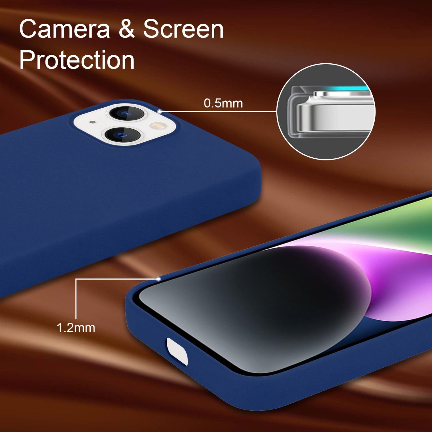 iPhone LIQUID CADORABO Case Silicone Liquid Hülle Backcover, PLUS, BLAU Style, im 14 Apple,