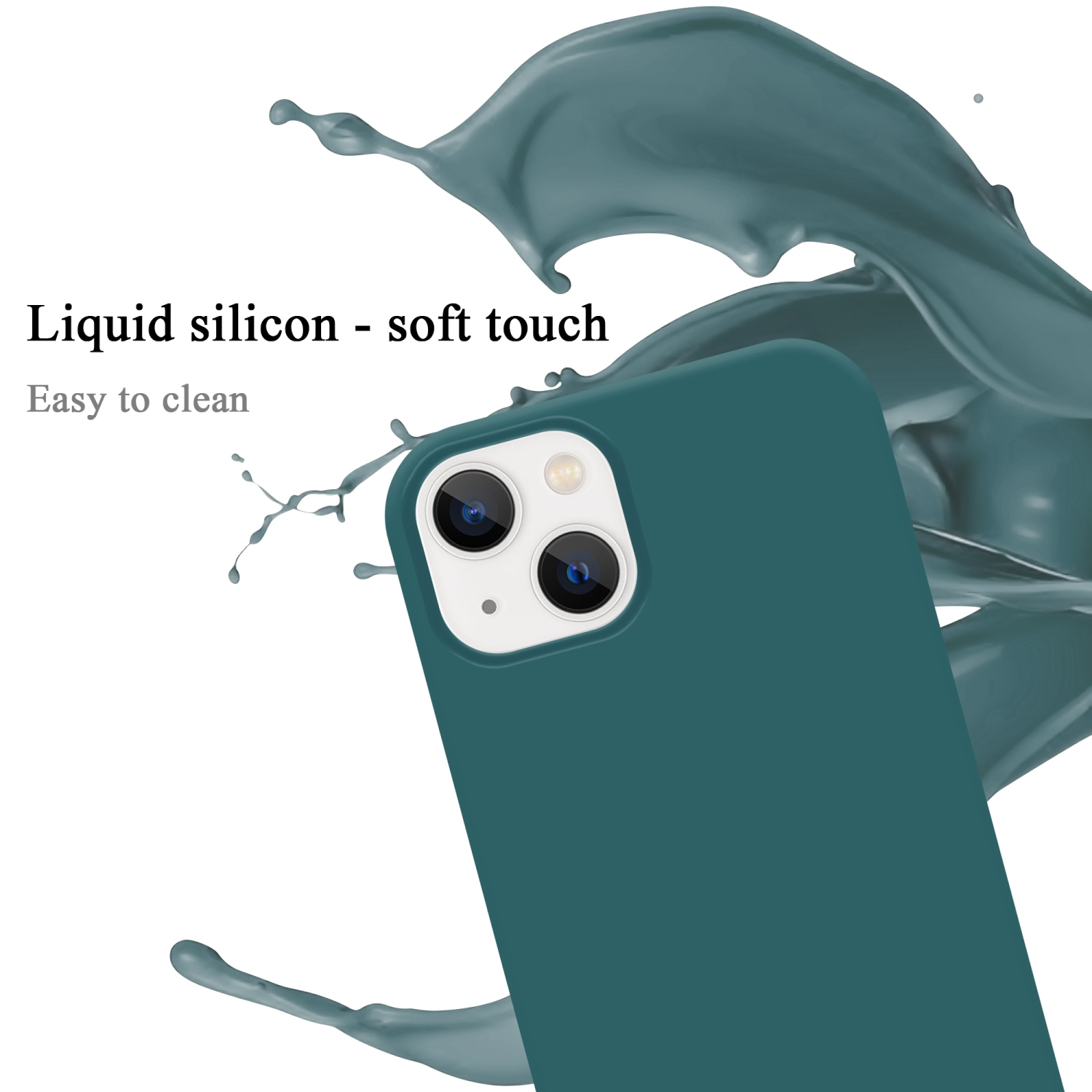 Style, iPhone Apple, im 14, Silicone CADORABO Hülle Case Backcover, GRÜN LIQUID Liquid