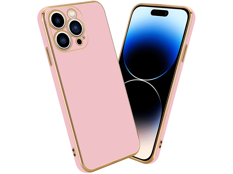 CADORABO Handyhülle mit Kameraschutz, Backcover, Apple, iPhone 14 PRO MAX, Glossy Rosa - Gold