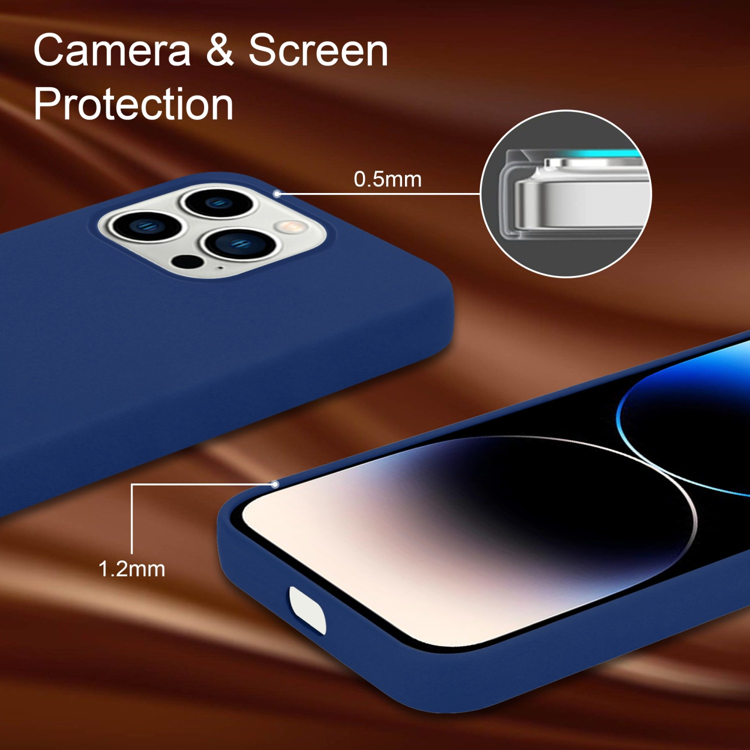 14 Hülle Apple, BLAU CADORABO iPhone LIQUID Backcover, im Liquid Style, Silicone Case PRO,
