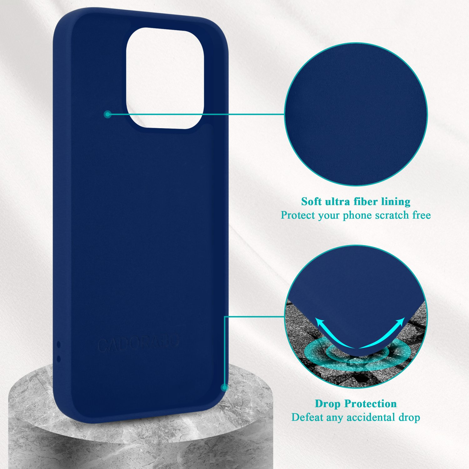 CADORABO Hülle im Backcover, BLAU Style, PRO, Apple, LIQUID Silicone Case Liquid 14 iPhone