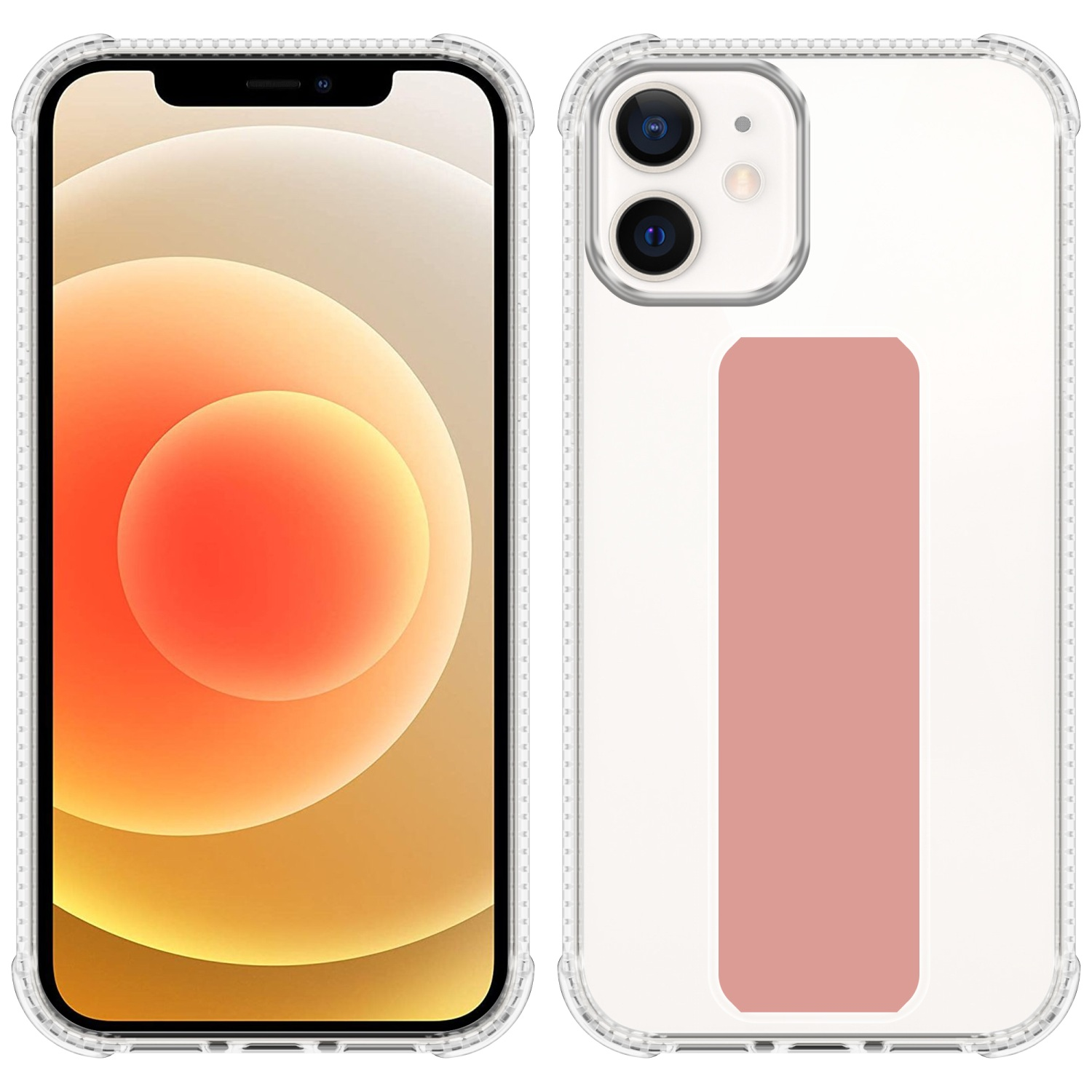 Zwei Telefone mit Hüllen. Das Telefon links hat eine gelbe Hülle, das rechts eine pinke.
