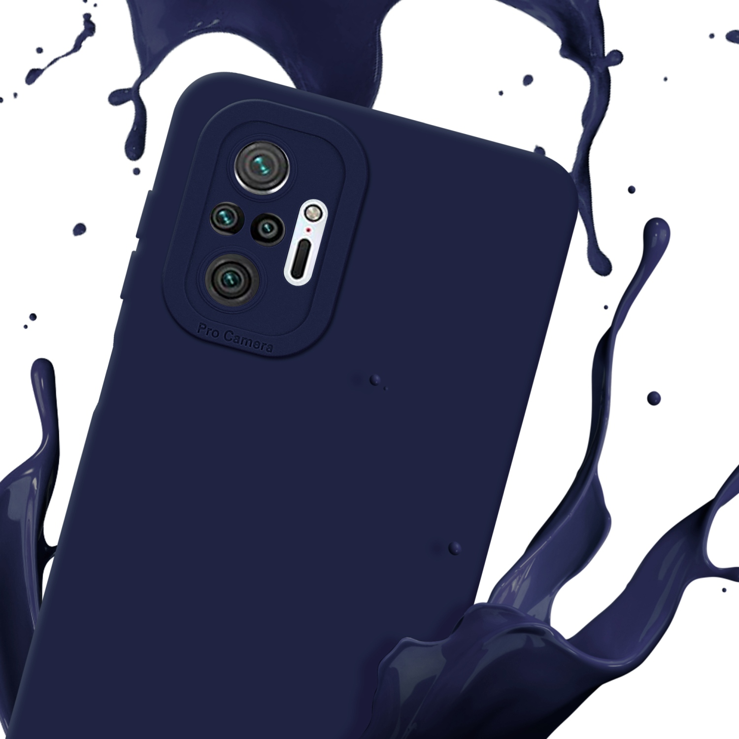 Custodia blu navy con spruzzo di vernice.