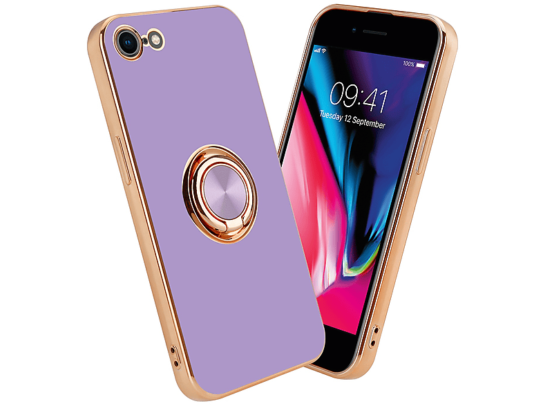 CADORABO Hülle mit / Hell und Apple, / / Lila Glossy Kameraschutz 7 Backcover, magnetischer Gold Autohalterung, 8 iPhone 7S - SE 2020