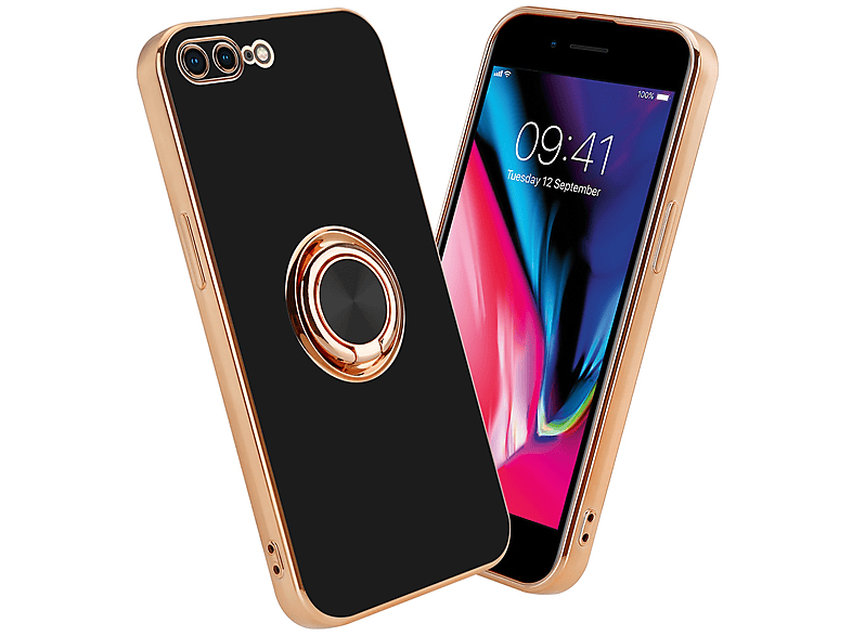 Gold Kameraschutz PLUS Glossy PLUS 7 mit PLUS, Hülle magnetischer Apple, iPhone CADORABO Schwarz und Autohalterung, Backcover, / 8 / 7S -