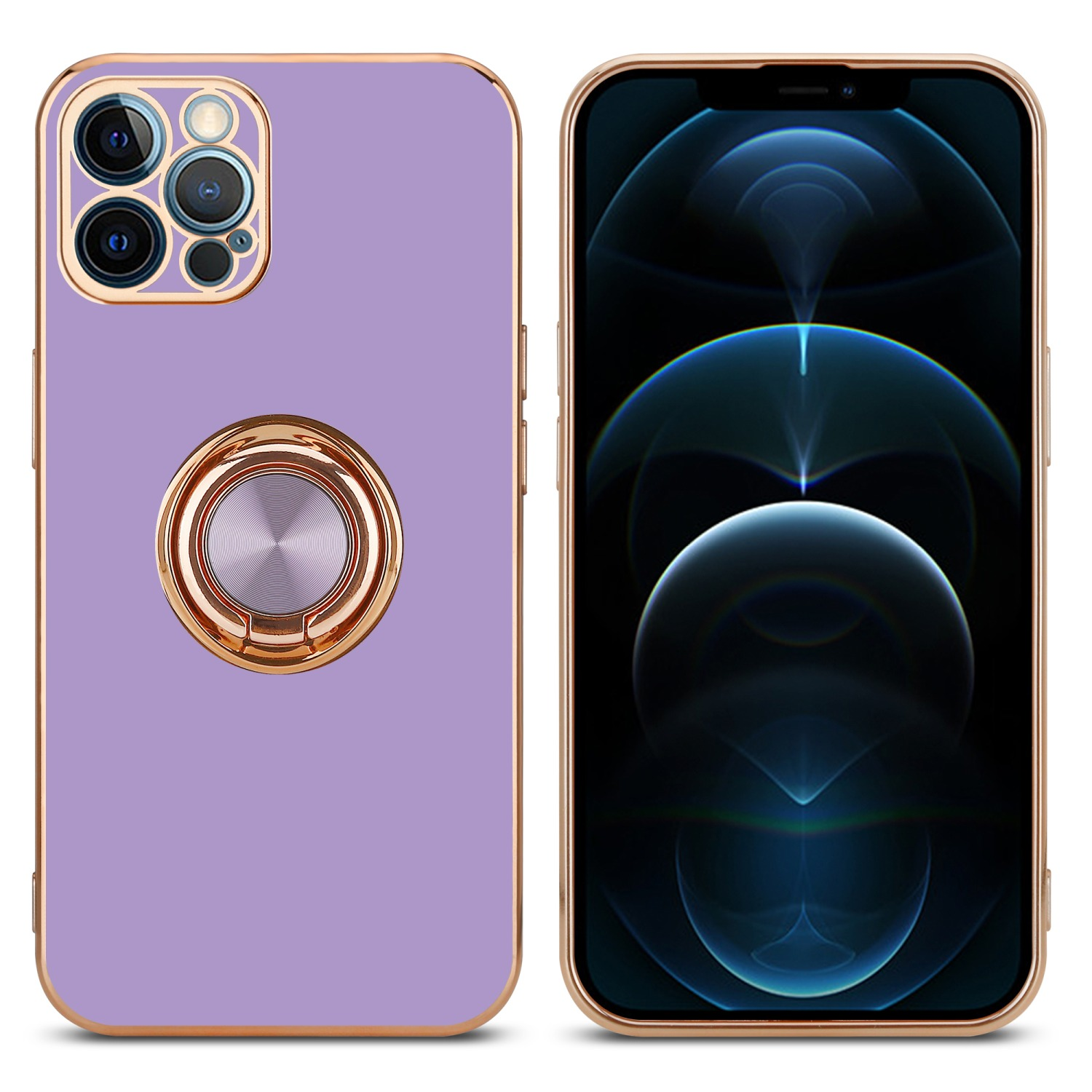 iPhone magnetischer Hülle - MAX, PRO Lila 12 Kameraschutz Glossy CADORABO Autohalterung, und mit Hell Gold Apple, Backcover,