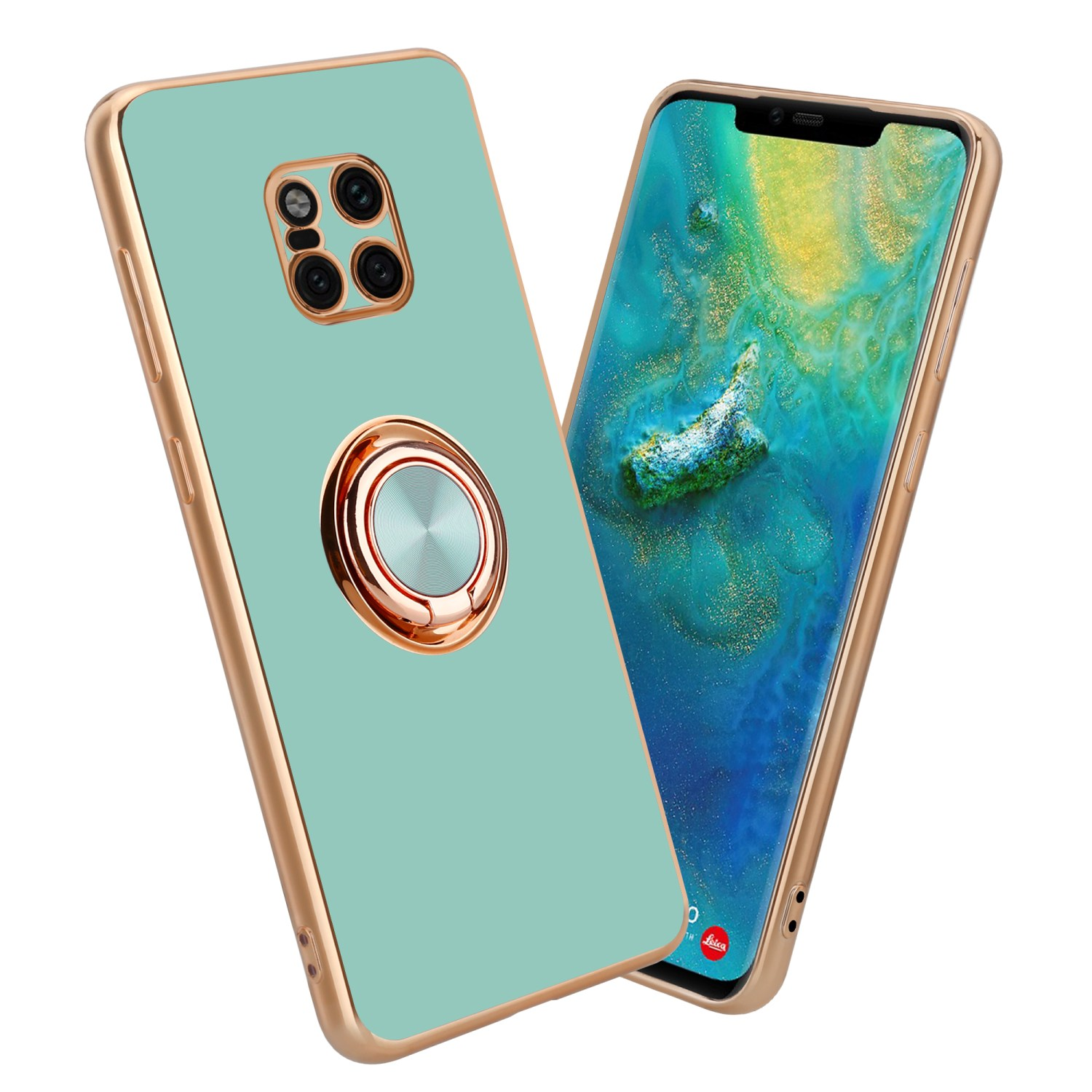 CADORABO Hülle mit Kameraschutz Backcover, und Huawei, Türkis Autohalterung, 20 magnetischer - Glossy MATE PRO, Gold