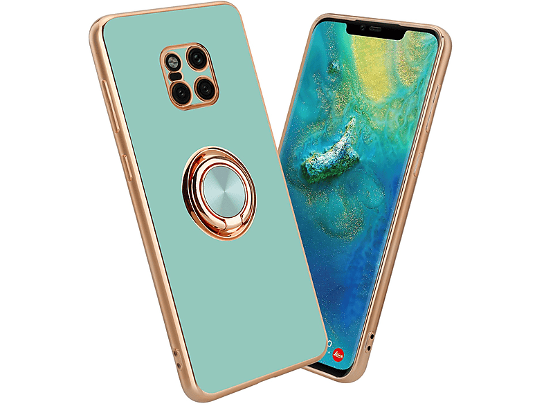 Cadorabo Funda Compatible Con Huawei P40 En Morado - ROJO - Funda Protectora Bicolor De Silicona TPU Y Parte Trasera De Vidrio Templado