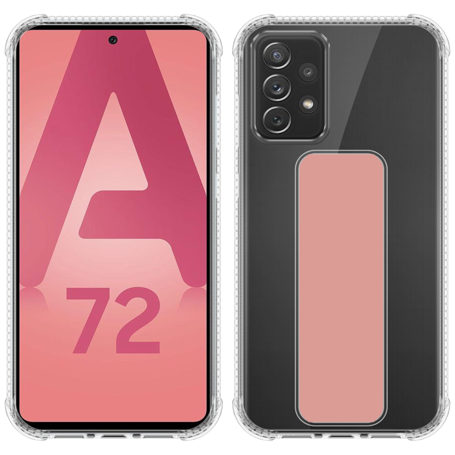 Zwei Handyhüllen mit klarem Design. Die Nummer 72 ist auf einer Hülle sichtbar.
