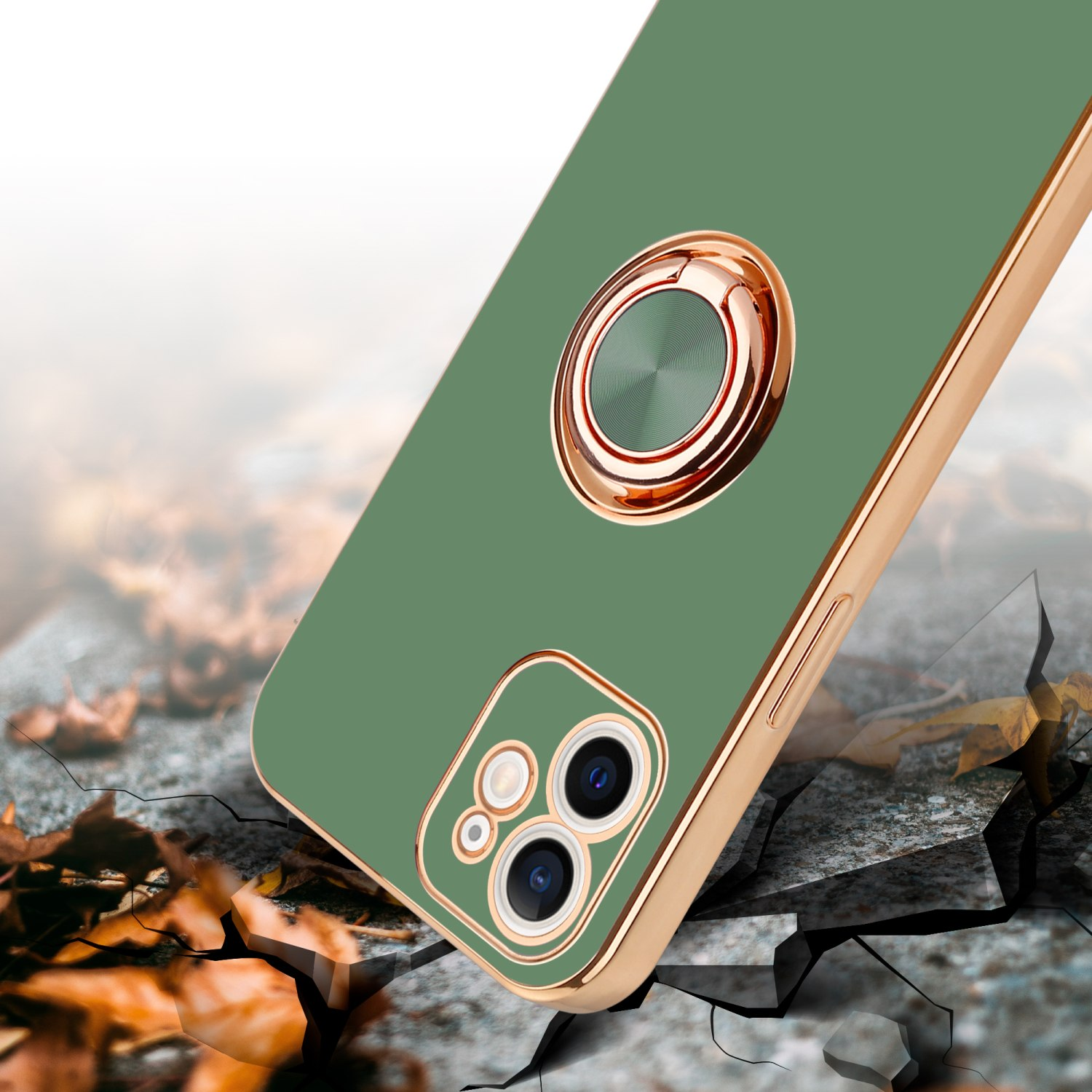 MINI, Hell - Glossy mit magnetischer Gold Grün 12 iPhone Kameraschutz CADORABO Apple, und Backcover, Hülle Autohalterung,