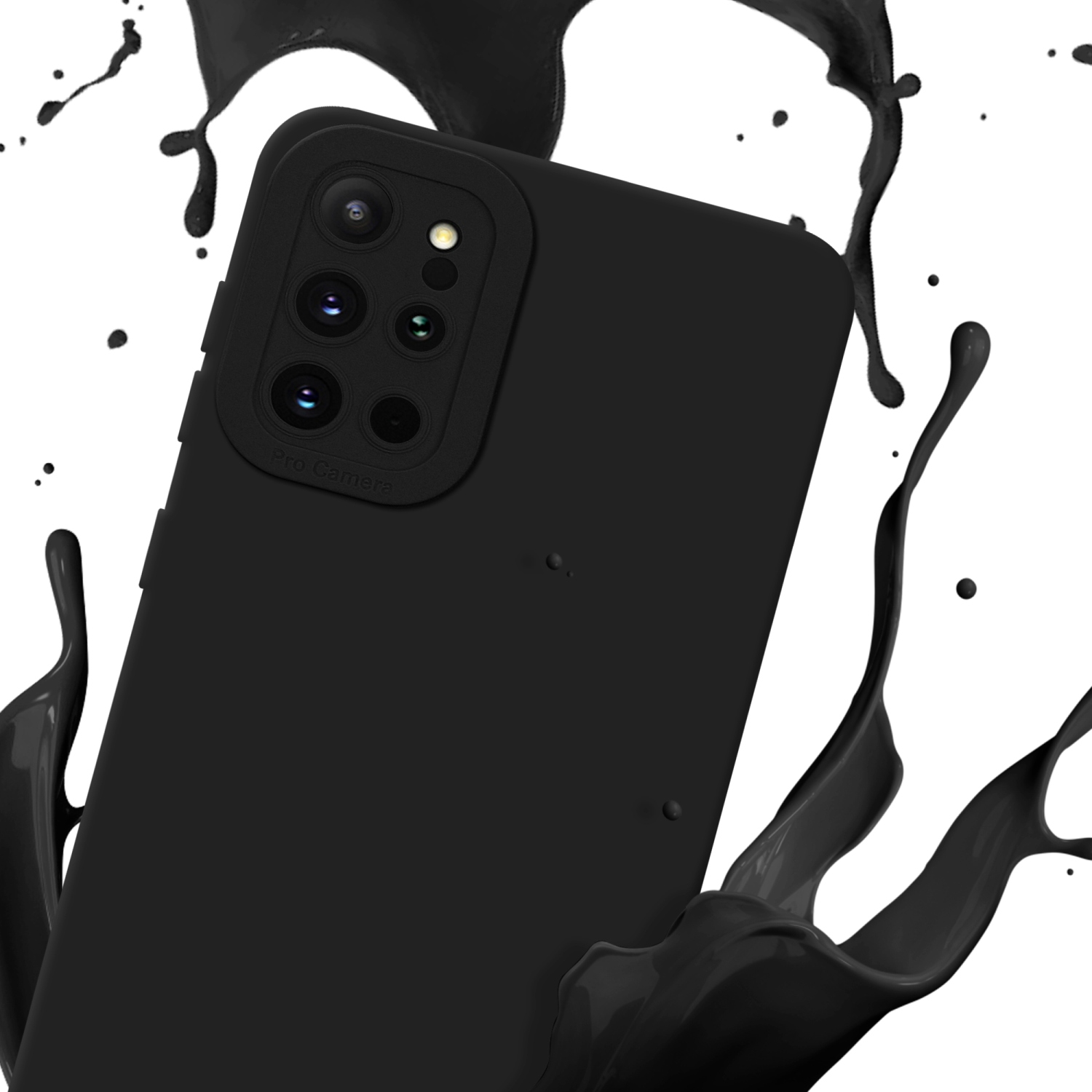 Coque de téléphone noire avec des éclaboussures de peinture noire.